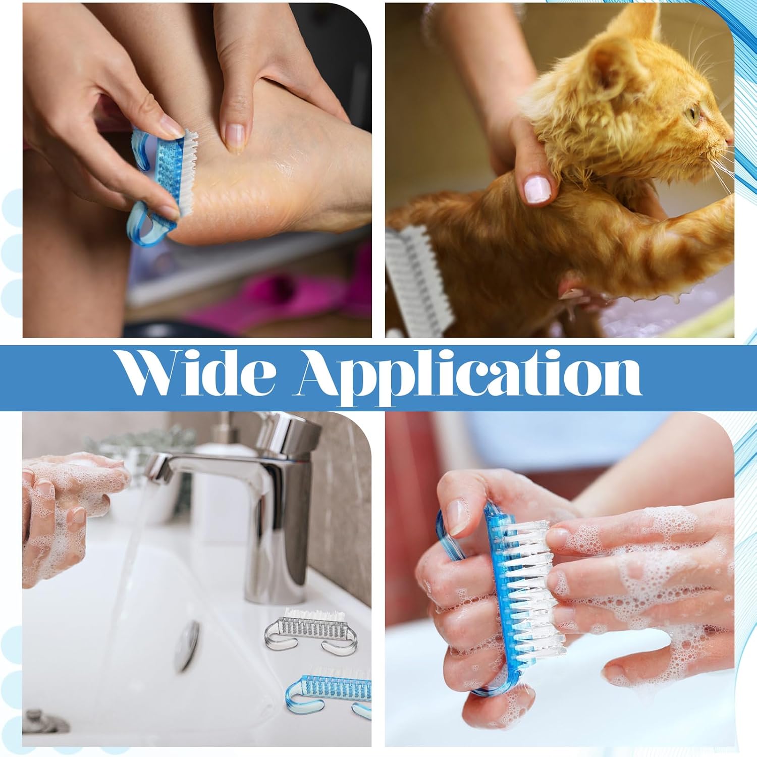 Bokon 400 Pcs Handle Grip Nail Brush Bulk Hand Fingernail Scrub Cleaning Brushes for Toes and Nails Cleaner, Pedicure Scrubbing Tool Kit for Men and Women(Blue and White)