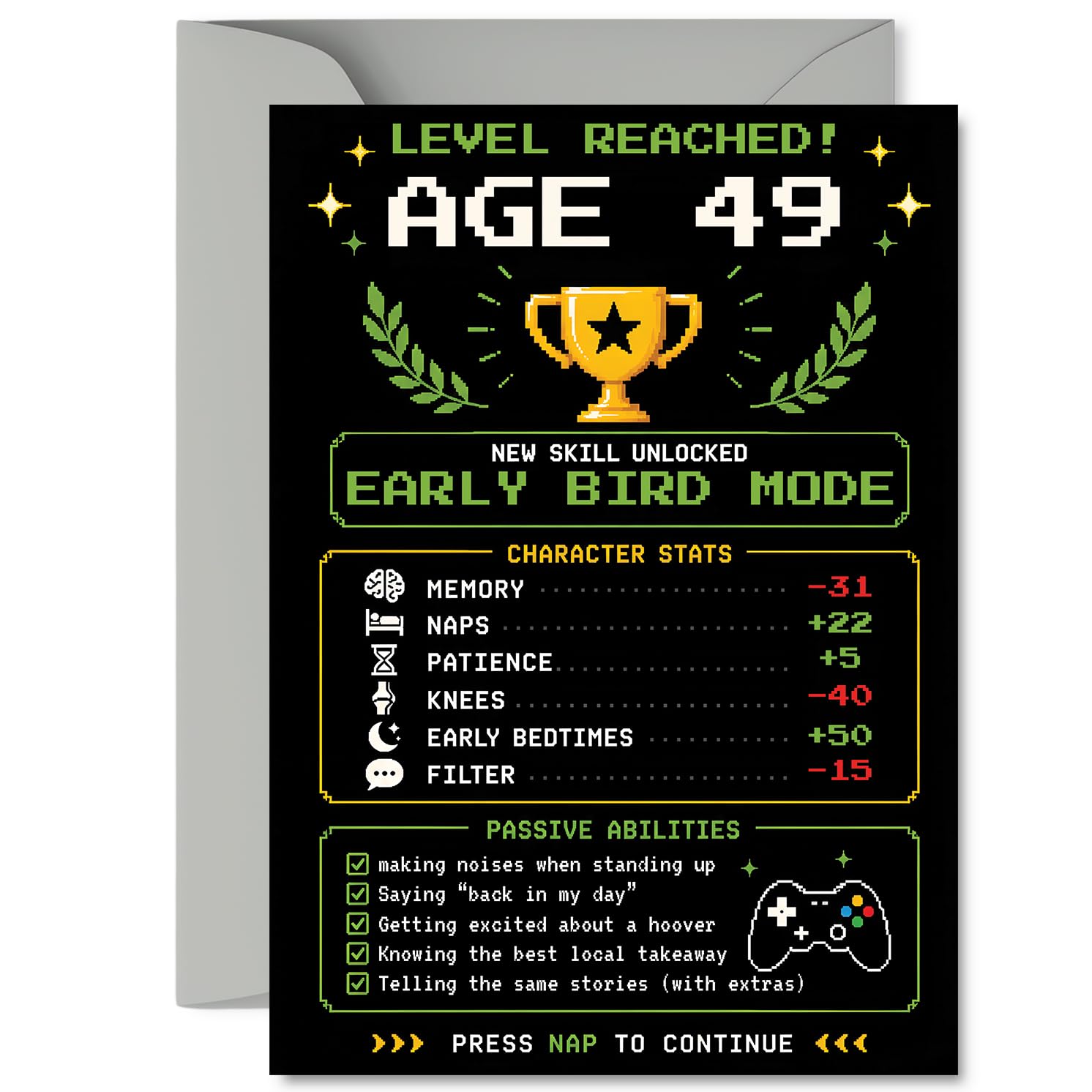 Funny 49th Birthday Card, Level Up Your Birthday Laughs