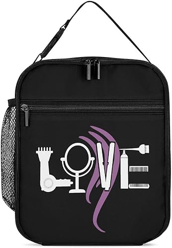 Hairdresser Love Insulated Lunch Bag for Women Men Reusable Lunch Box Tote Bag for Work Travel
