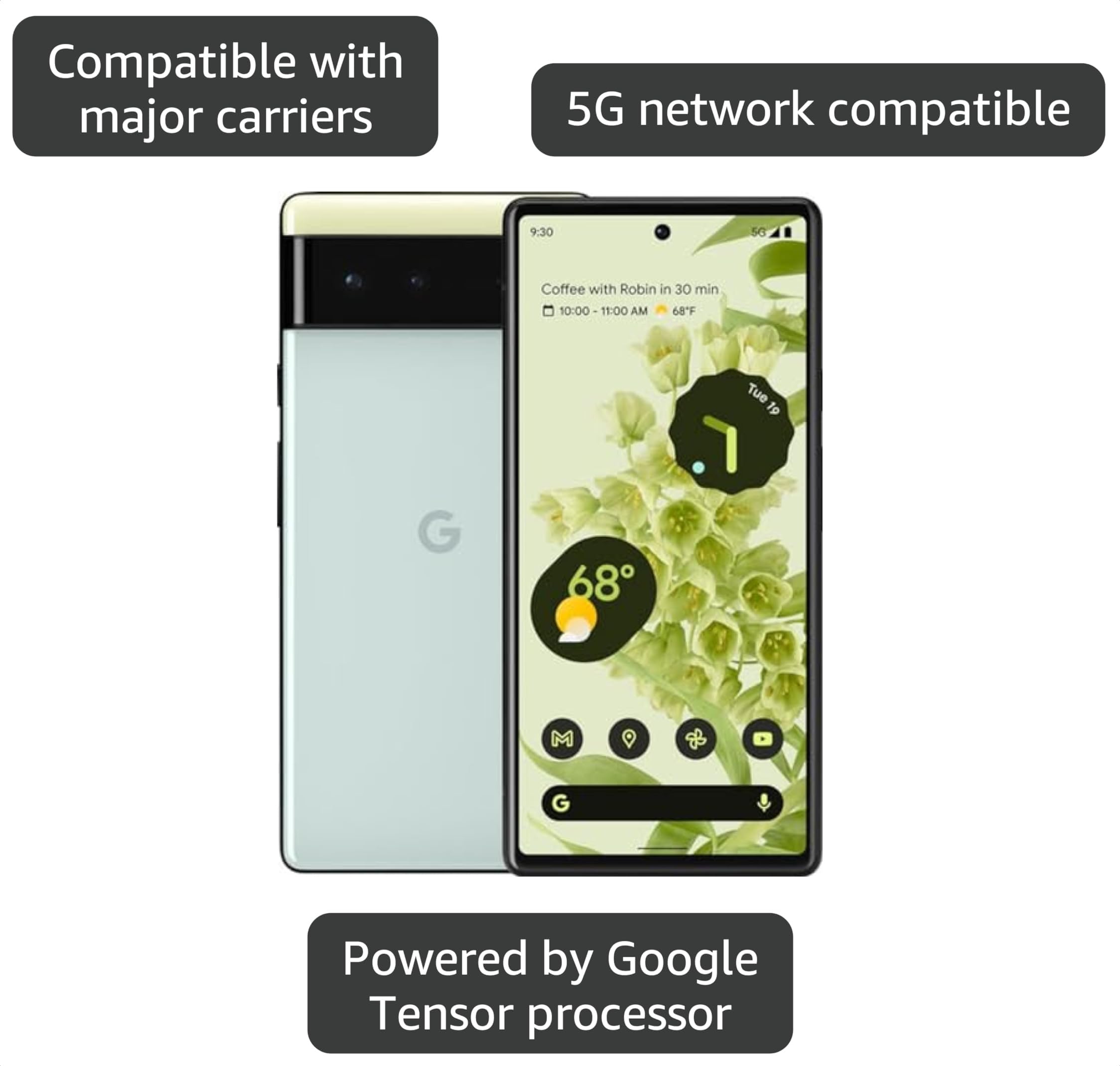 Amazon.com: Google Pixel 6 5G, 128GB, Sorta Seafoam - Unlocked