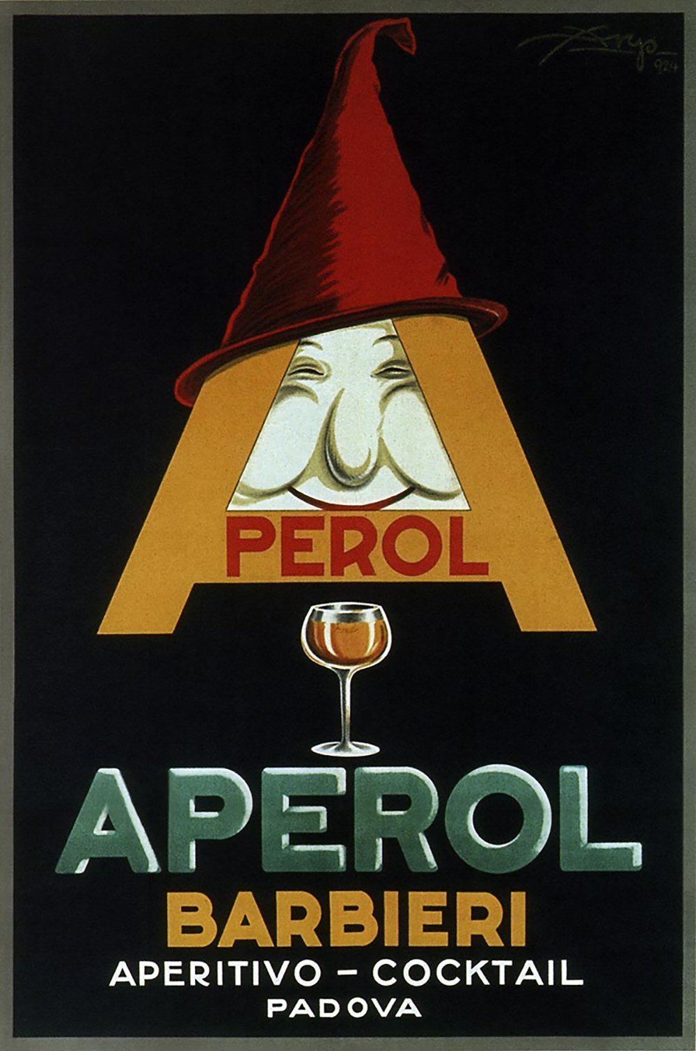 Cuadro Decorativo Aperol Barbieri 1924 Extra Large Marco Negro