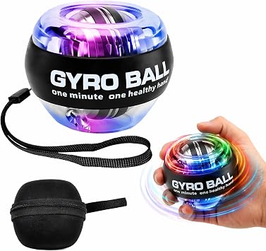 Gyro Ball Wrist Trainer, Auto Start Torque Ball Hand Exerciser, Gyroscopic Wrist Ball Forearm Strengthener, Grip Strength Trainer for Hands, Fingers and Forearms