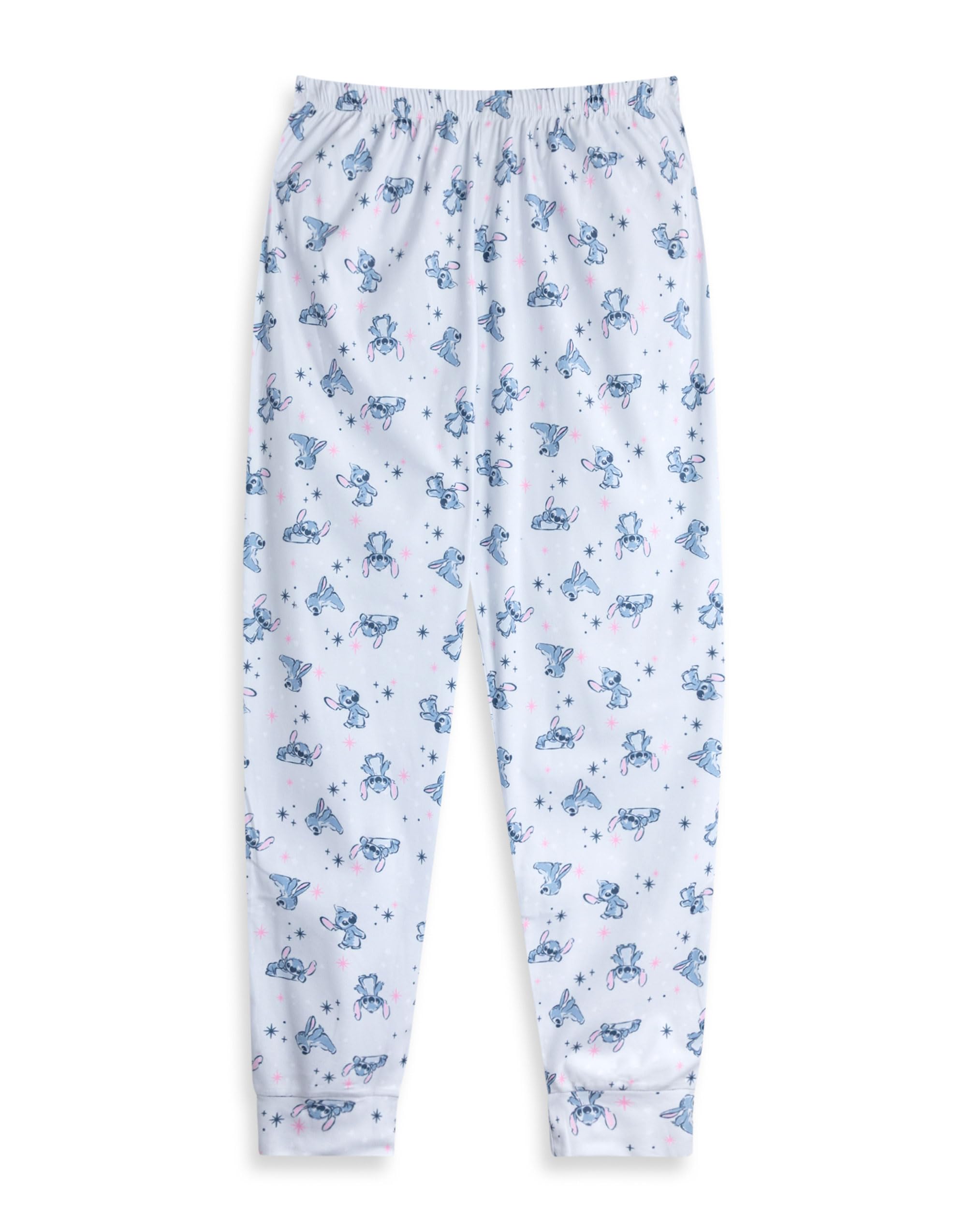 Disney Pigiama da Donna in Pile di Velluto Lilo & Stitch, a Maniche Lunghe, Rosa | Pigiama con Stampa dei Personaggi dei Cartoni Animati | Comodo Abbigliamento da Notte | Merchandising