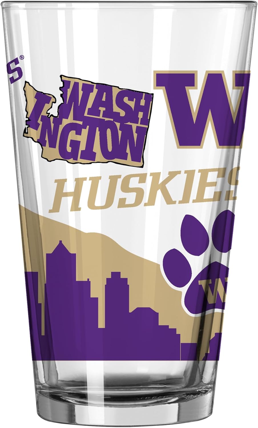 Logo Brands NCAA 16 oz Pint Glass - Durable Glass With Bold Team Color– Chip-Resistant Rim Drinkware For Fans, Tailgates, Home Bars & Everyday Use