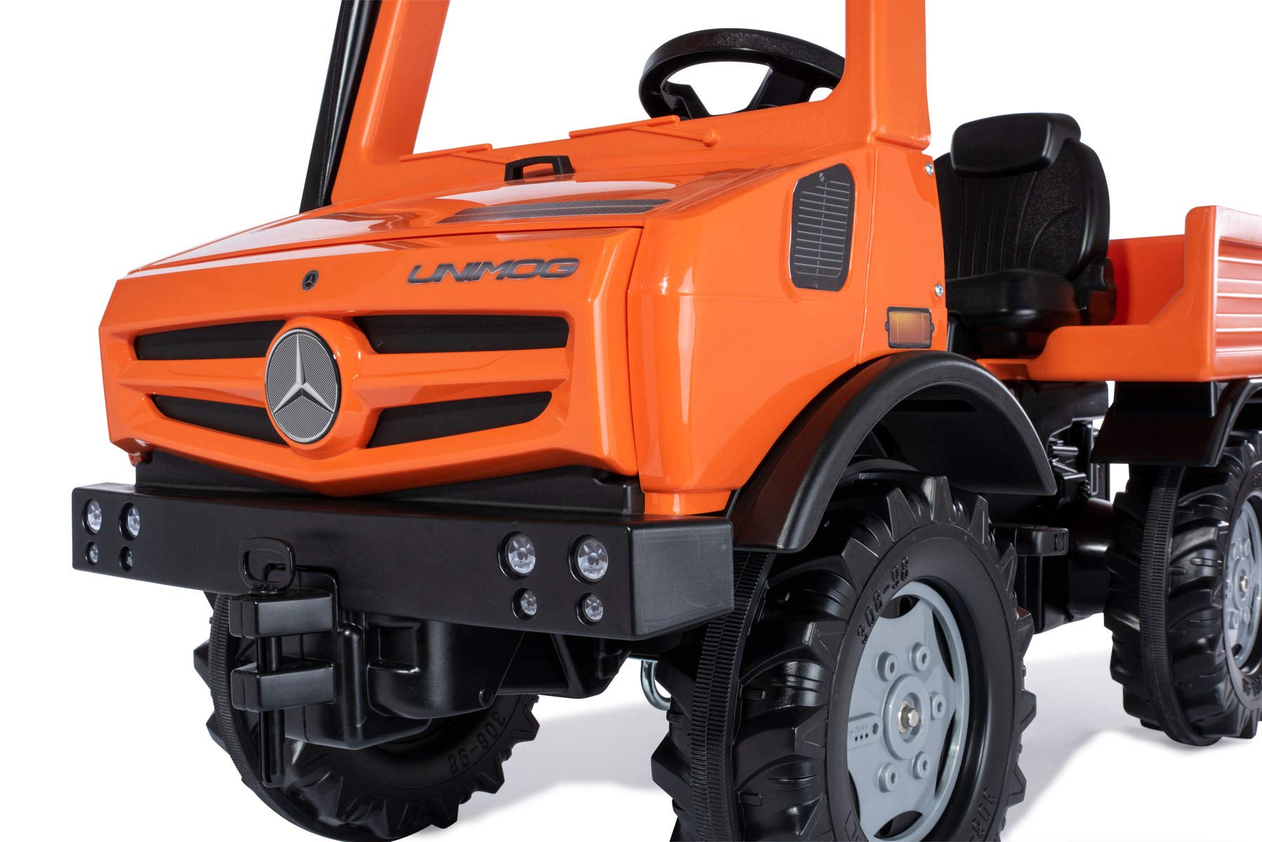 Rolly Toys Unimog Service 038237 - Coche a Pedales a Partir de 3 años, con neumáticos silenciosos y luz Intermitente