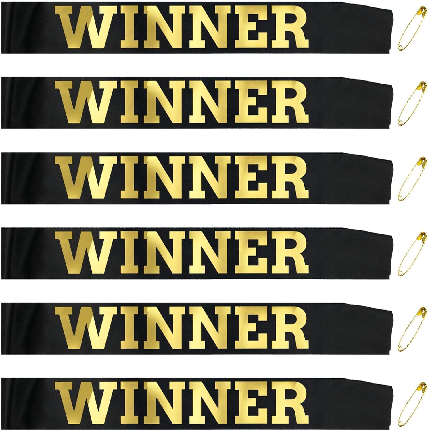 6 pcs Winner Satin Sash Party Accessory, Blue And Gold Winner Satin Sashes Celebrate In Style At Parties, Contests, Sporting Events And Competitions, 1st Place Award Sash Grand Prize Ribbon Winner Victory Ribbon Deluxe Recognition Ribbons for Classroom, (BLUE)