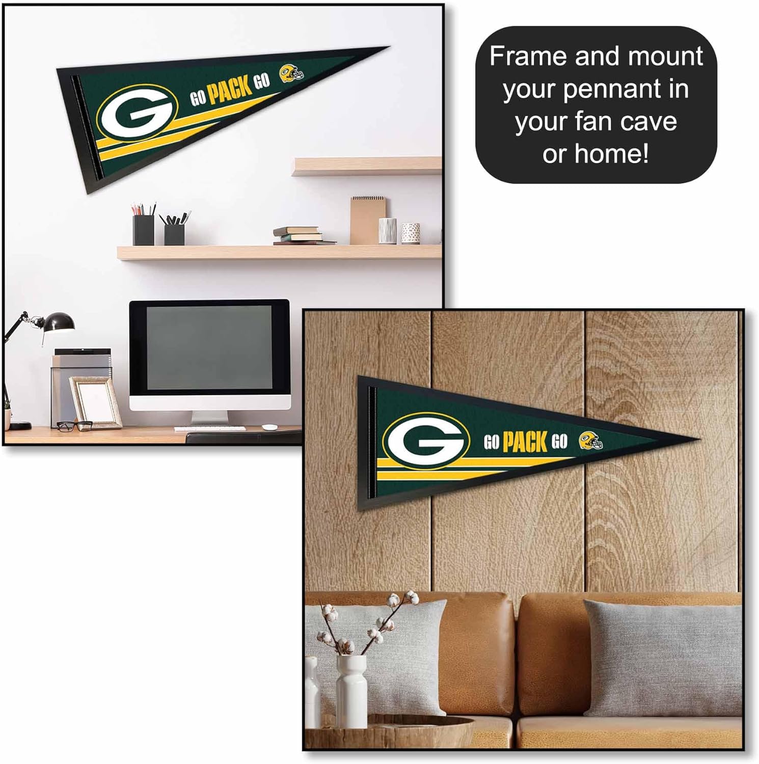 Green Bay Packers Go Pack Go Pennant Banner Flag - Image 4