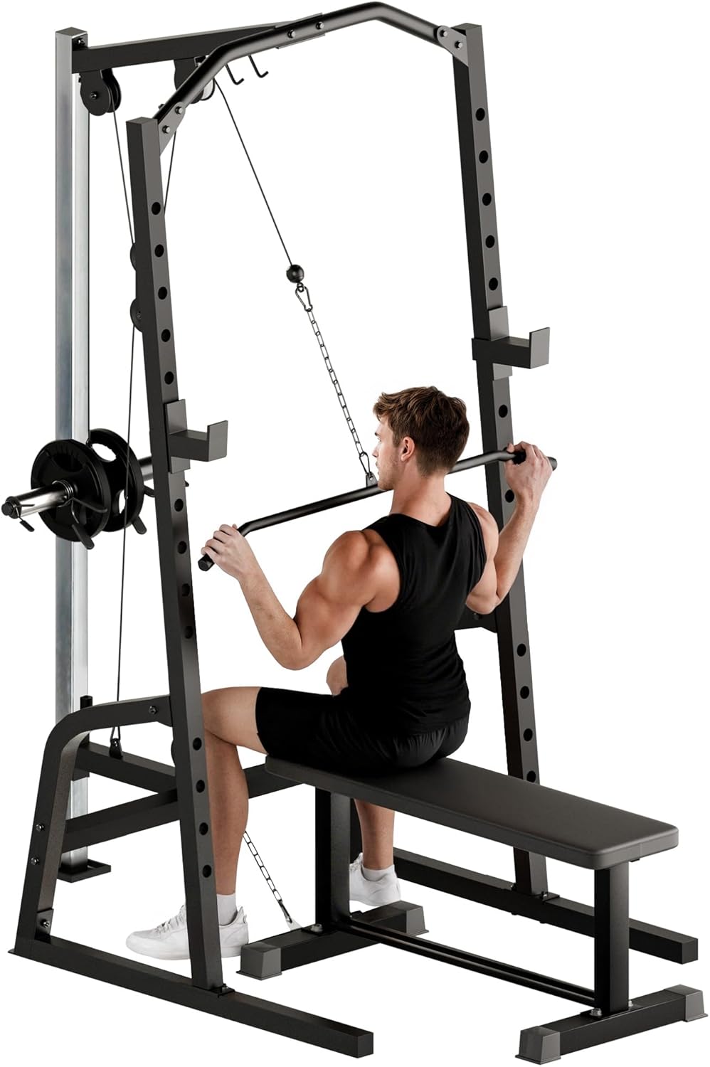 Soozier Soozier Power Cage – Multi-Functional Rack with Cable Pulley & 15-Level Squat Stand