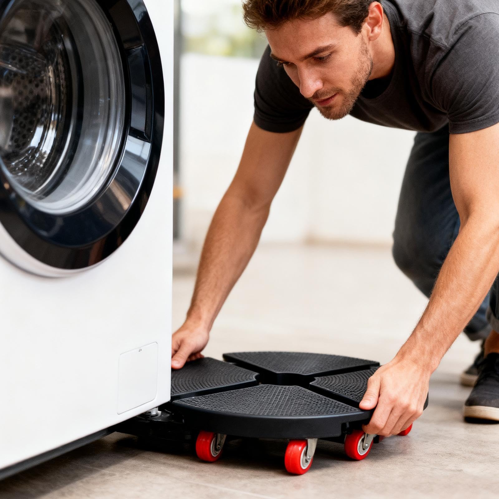 Kit professionale per lo spostamento di mobili – 4 rulli, in acciaio e distanziatori, di sollevamento e trasporto di mobili pesanti, per spostare letti, armadi, frigoriferi