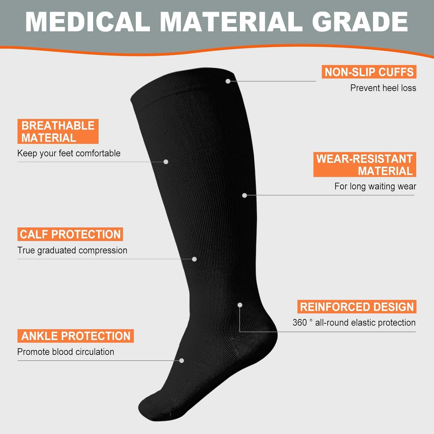 Plus Size Compression Socks: Wide Calf Compression Stockings for Men Women - Up to 7X Large 20-30 mmHg Compression Hose for Pregnancy Travel Running Nurses - Image 4