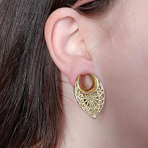 Miniatura 2 de LADEMAYH 2Pcs Ear Plugs Gauges for Women, Elegant Saddle 0g-25mm Gauges for Ears, Surgical Stainless Steel Ear Tunnels Gauge Earrings Body Jewelry