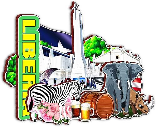 Imán de madera para nevera de Liberia África Monumentos 3D Viajes Coleccionables Recuerdos Decoración Hecho a Mano 2