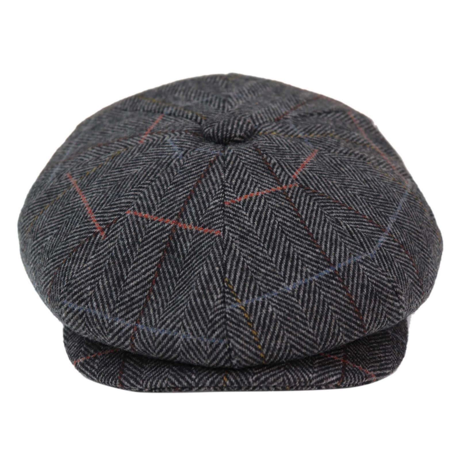 Infinity Leather Mens Blinders 8 Panel Herringbone Gatsby Flat Baker Hat