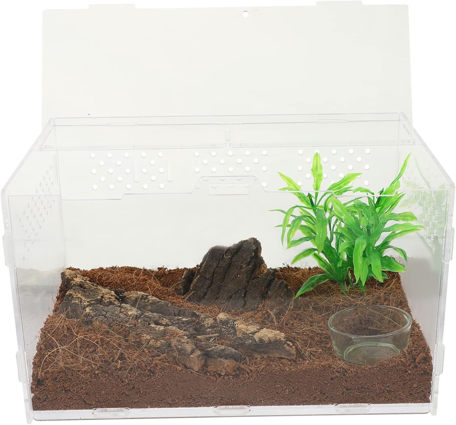 Reptile Enclosure for Small Pets Transparent Acrylic Breeding Box for Snakes and Lizards and Easy to Clean Terrarium for Reptile