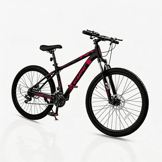 Hardtail Mountain Bike, 24/26 Inch Wheels Outdoor Cycling Bike, 7-Speed Trigger Shifter, Knobby Mountain Tires, Mechanical Disc Brakes, Aluminum Frame, Comfort Saddle, MTB Bicycle with Suspension Fork