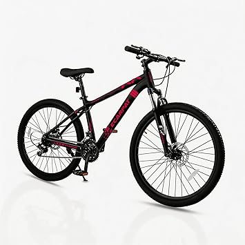 Hardtail Mountain Bike, 24/26 Inch Wheels Outdoor Cycling Bike, 7-Speed Trigger Shifter, Knobby Mountain Tires, Mechanical Disc Brakes, Aluminum Frame, Comfort Saddle, MTB Bicycle with Suspension Fork