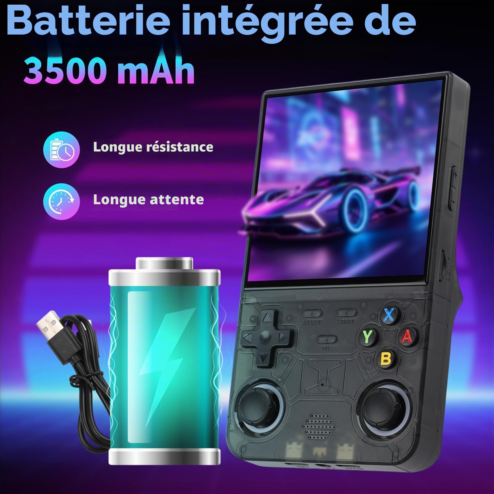 Console de jeux portable R36 Ultra de 128 Go, écran HD de 4 pouces, console de jeux rétro portable pour enfants et adultes (couleur noire)