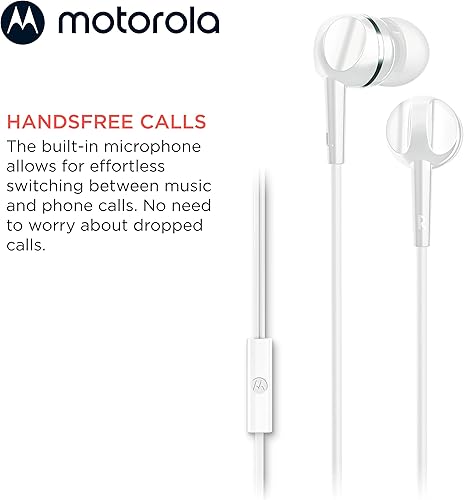 Miniatura 3 de Motorola - Auriculares con cable con micrófono - 105 auriculares intraurales con cable, botón de control para llamadasmúsica, cómodos y ligeros de