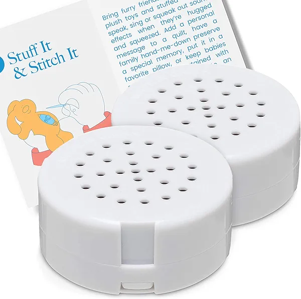 VoiceGift Mini-Me®, Mini Recorder for Plush Toys, Pillows, Quilts & Back to School Crafts | 60-Second Multi-Message Custom Audio for DIY Gifting & Classroom Projects | 2-Pack
