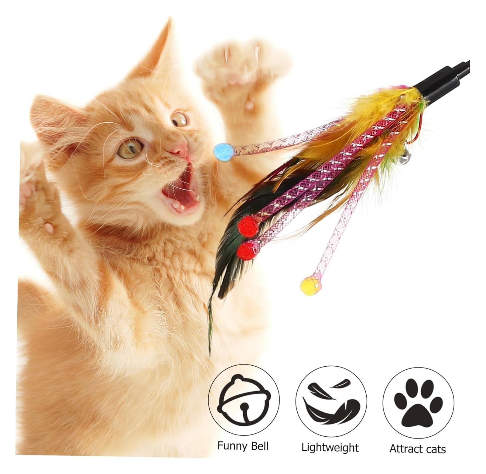 Katzen-Spielzeug, 4-teiliges Set mit Glocken, interaktives Spielzeug for Hauskatzen, zufällige Farben, spannendes Spielen for Kätzchen
