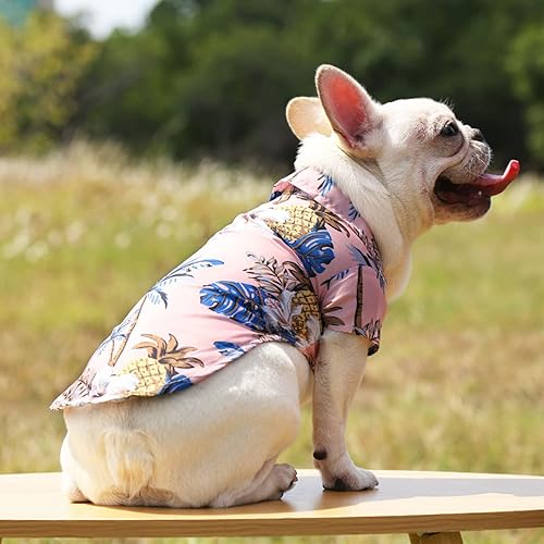 Miniatura 3 de Camisa hawaiana para perro, camisas para perros pequeños, ropa de verano para cachorros, ropa de bulldog francés, diseño de piña, camisetas para