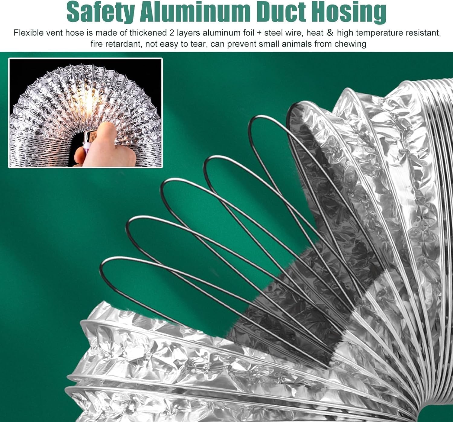 Extra Long DIY Dryer Exhaust Hose, Flexible Dryer Vent Hose with Clamp ＆ Tape, Exhaust Pipe for Kitchen Grow Tent Bathroom Fan Tight Space(11cm(4 3/8"),Length-1.5m(5ft))