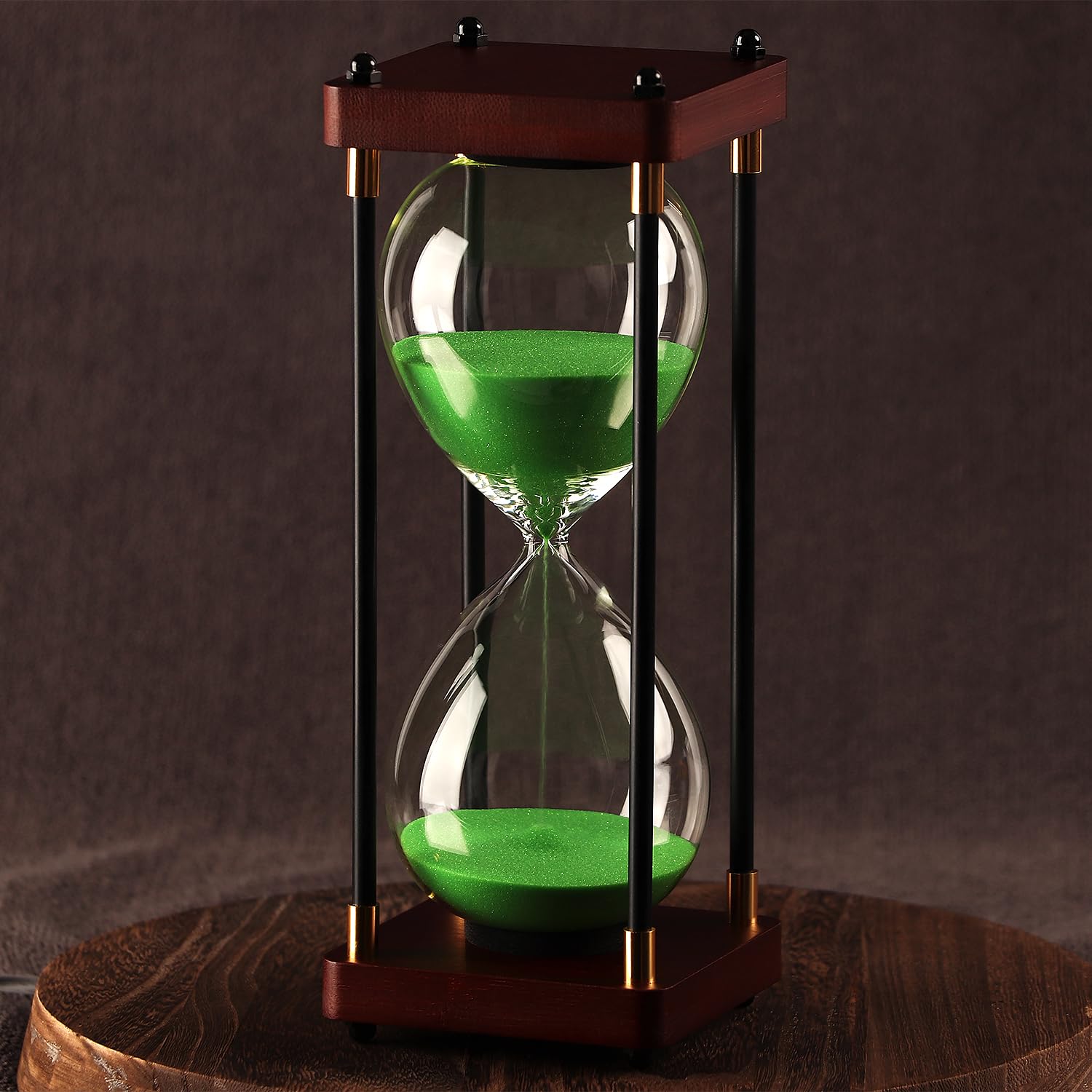 Sanduhr, 60 Minuten, Vintage-Stil, Holzstundeuhr, große Sanduhr für Spiele, Klassenzimmer, Küche, Zuhause, Büro, Dekor (grüner Sand)