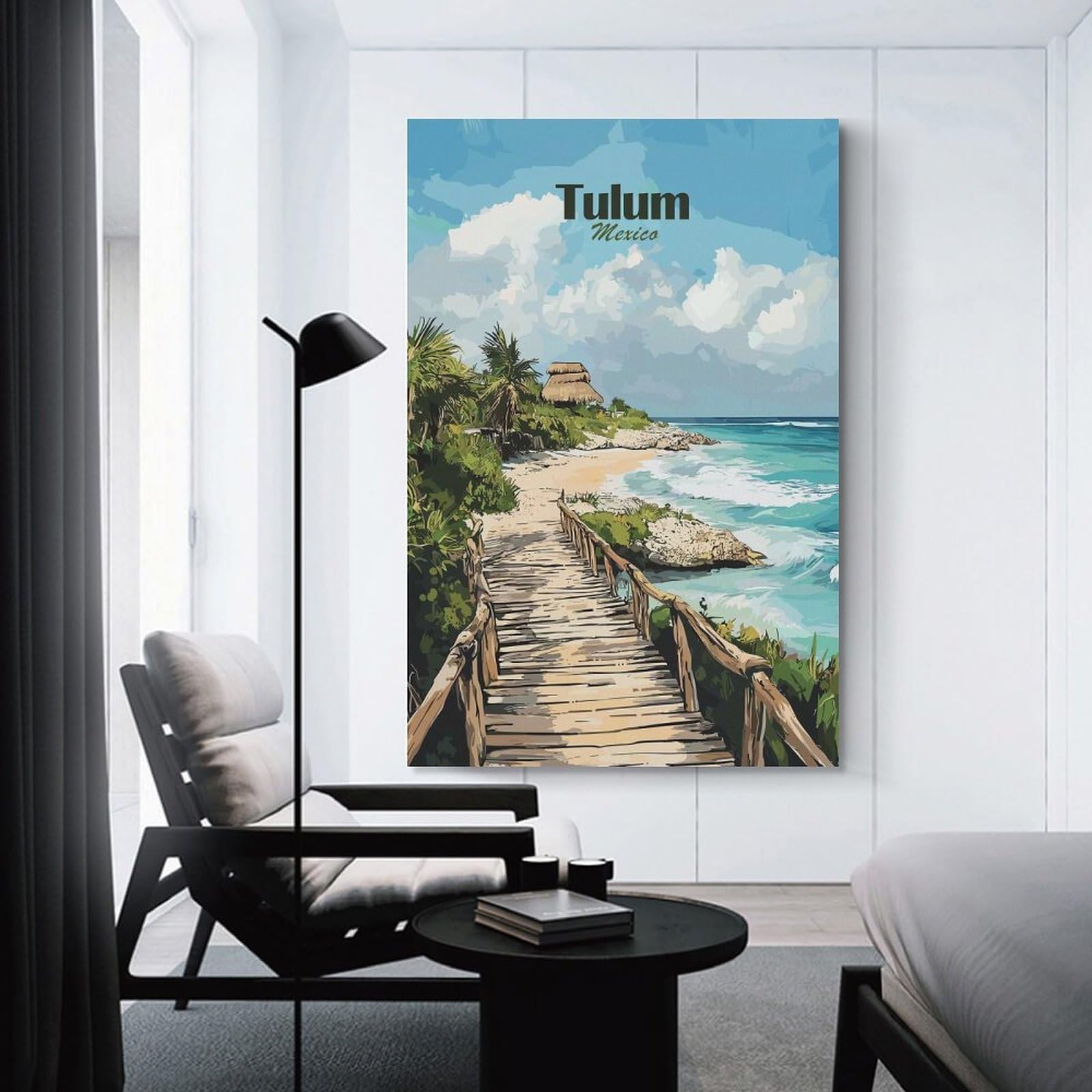 Junmoney Tulum Beach Pathway Canvas Wall Picture 12x18inch(30x45cm), for Contemporary Homes, Apartments Or Offices, Wall Decor with Flexible Room Appeal
