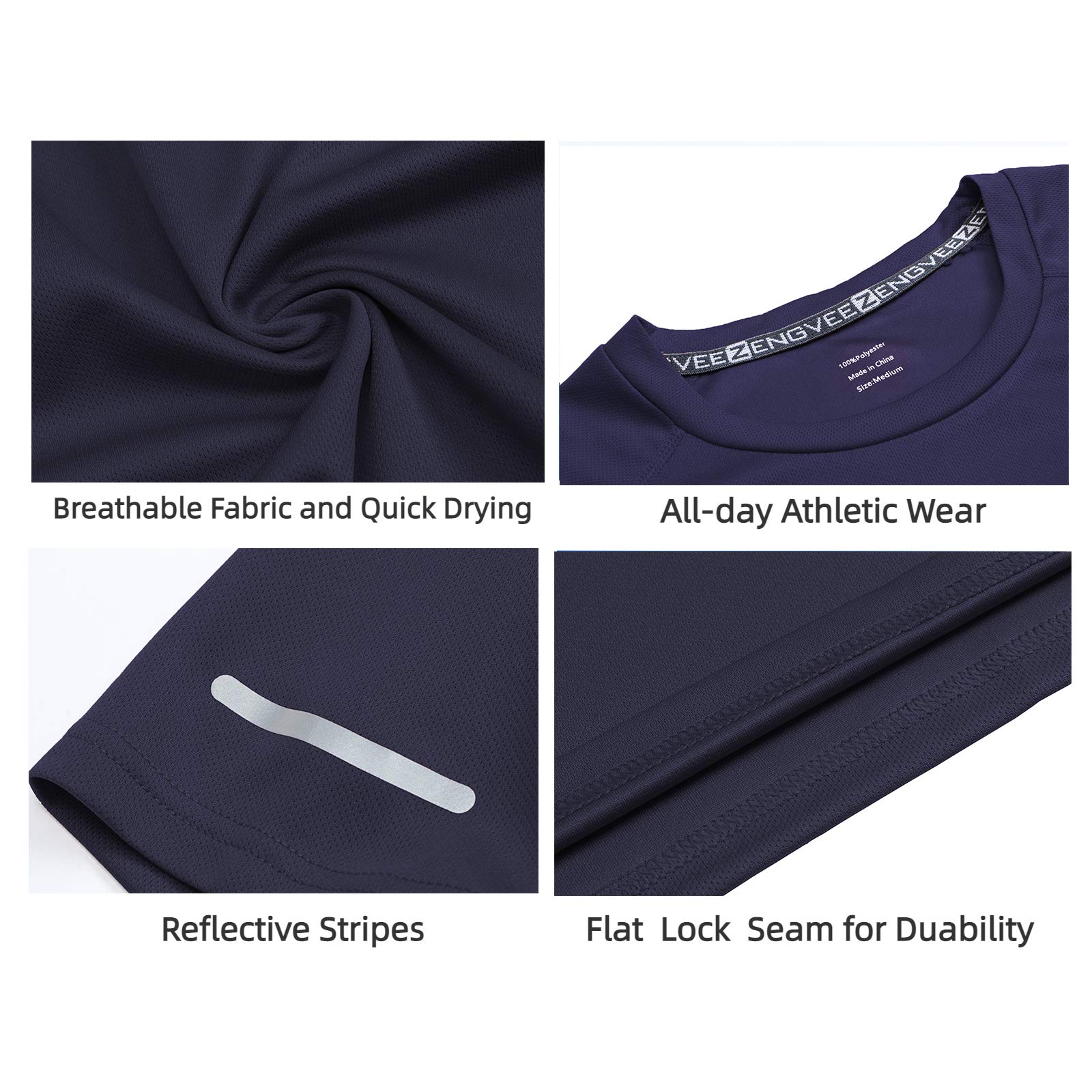 HUAKANG 3 Pezzi Magliette Uomo Manica Corta Asciugatura Rapida Sportiva Running T-Shirt Palestra Fitness