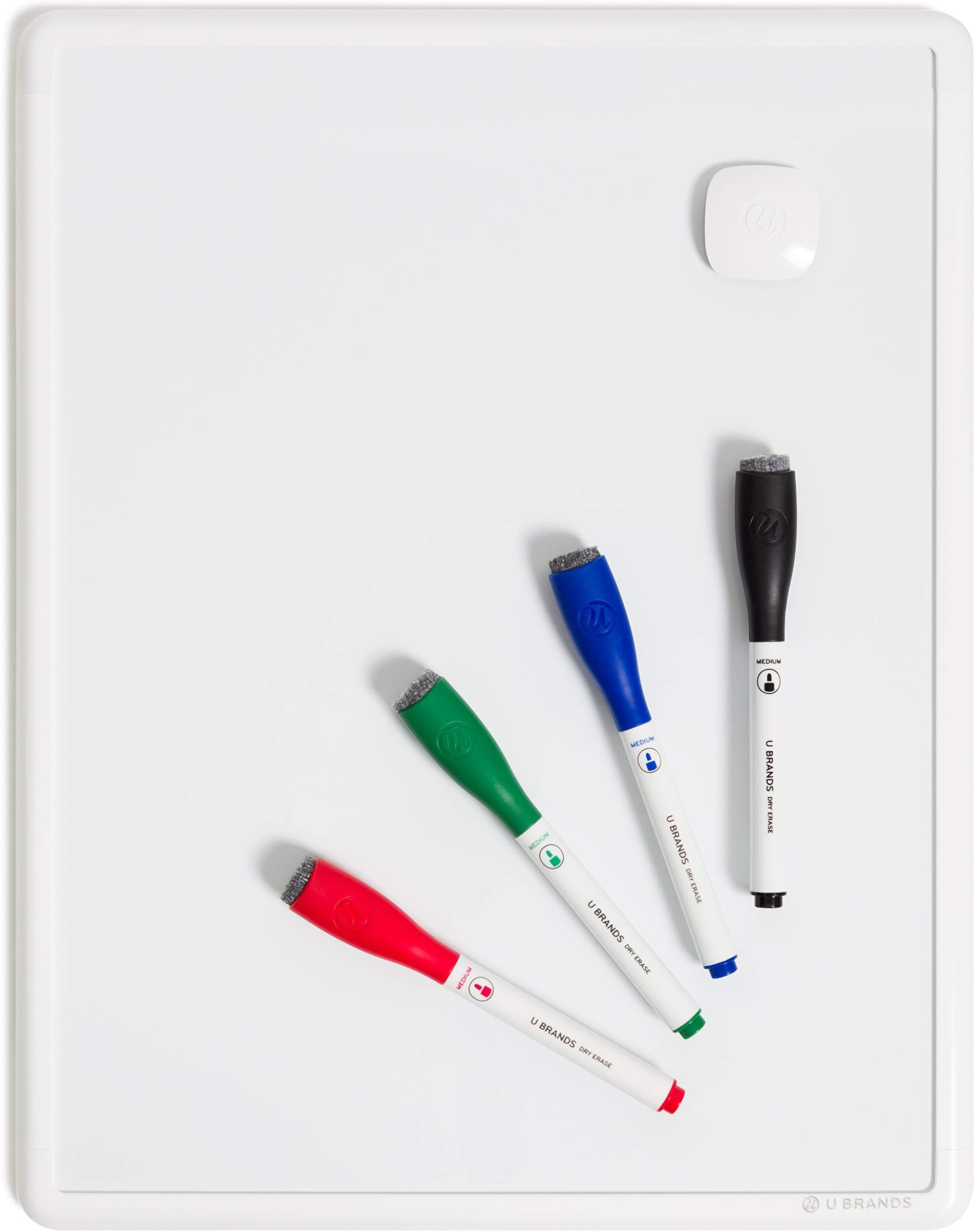 Contempo Magnetic Small Whiteboard, 11" x 14”, White Modern Frame, Mini White Board for Students, Fridge and Locker Dry Erase Board, Includes 4 Markers & Magnet