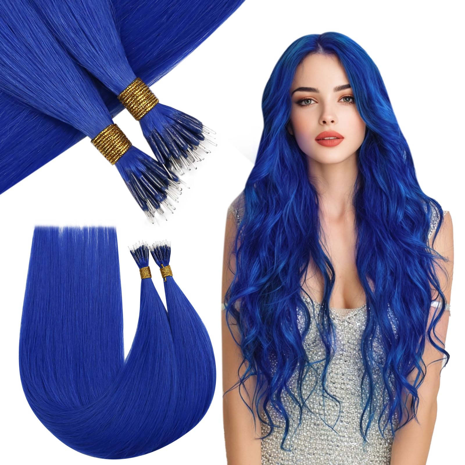 RUNATURE 18 Inch Nano Hair Extensions Real Human Hair Black Balayage Brown Nano Beads Hair Extensions Real Human Hair Ombre Blonde Invisible Straight Remy Nano Rings Hair 50g 50s #1b/4/27 — view 33