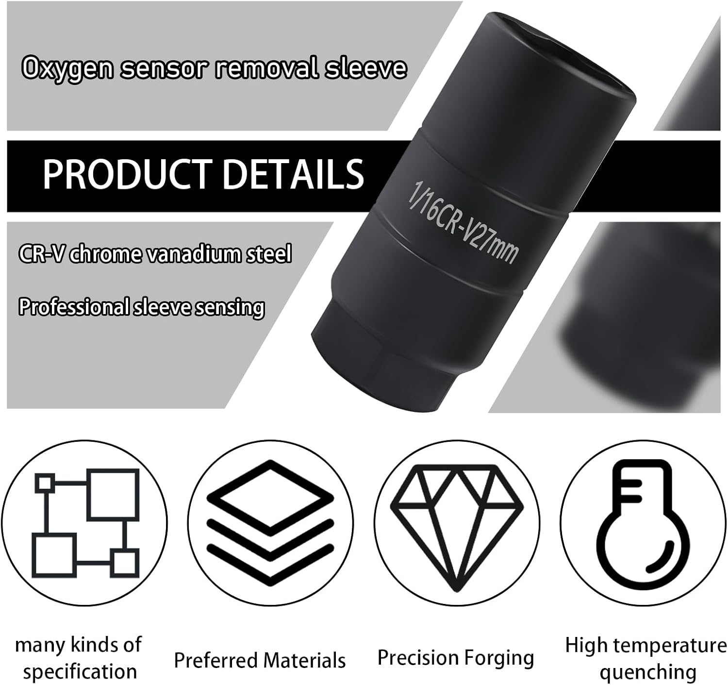 Povtii Car Oil Pressure Sensor Socket, 1 1/16 Socket Switch, Fits 3/8" Drive or 1 1/8" Hex Wrench, Universal Auto Replacement Oil Pressure Switches, Black