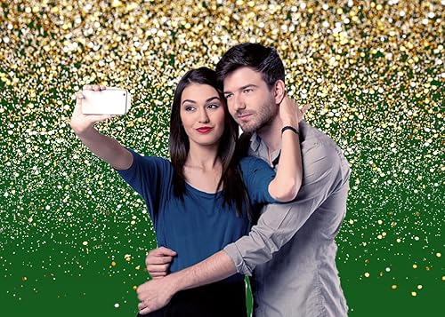 Miniatura 4 de CHAIYA Telón de Fondo Verde y Dorado - 10x8 pies para Cumpleaños, Boda, Graduación, Fotografía de Promesa