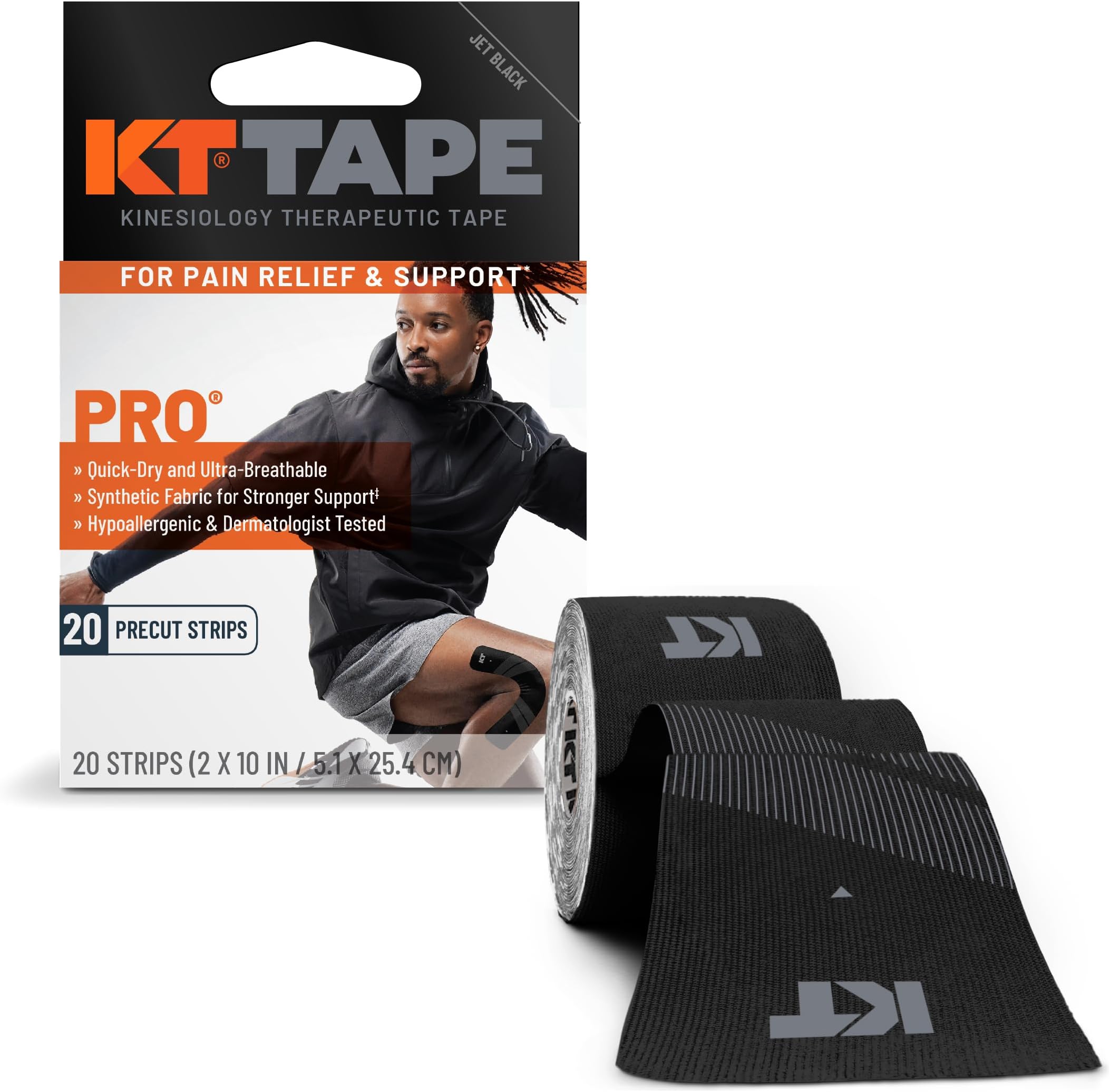 KT TAPE キネシオロジーテープ PRO20 プレカット(5cm×25cm) 20枚入 選べる10色 スポーツテーピング はがれにくい 水に強い フリーサイズ 肌に優しい リカバリー ジェットブラック