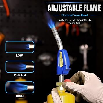 Propane Torch with One-Touch Ignition and Adjustable Flame Output