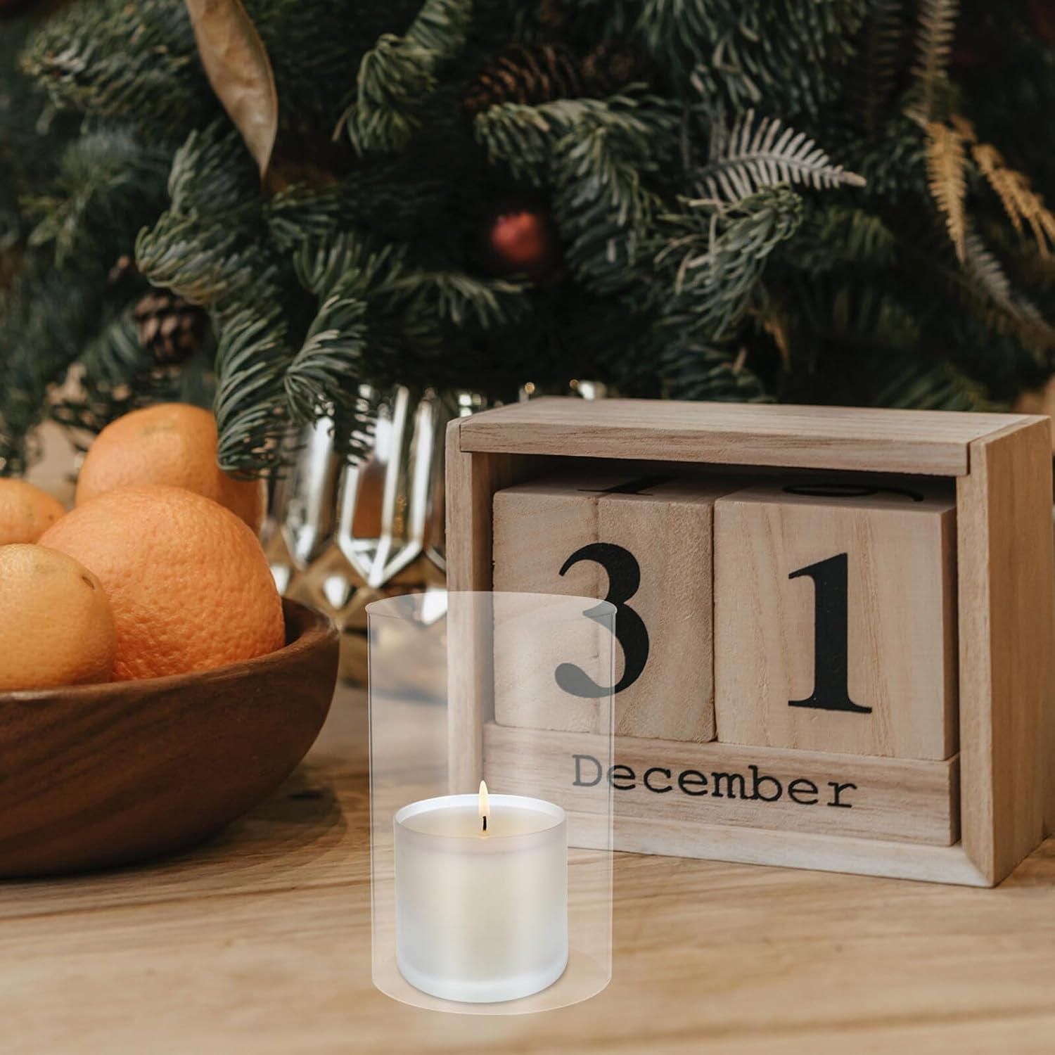 Windproof Clear Glass Cylinder Candle Holder 3 Pack Open Ended Candle Tube Shades 2.36 Inch Diameter 5.9 Inch Height for Home Decor and Romantic Atmosphere - Image 6