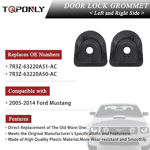 Miniatura 3 de TQPONLY Panel de puerta de guarnición con cierre de goma, compatible con Ford Mustang 2005-2014 lado izquierdo del conductor y lado derecho del