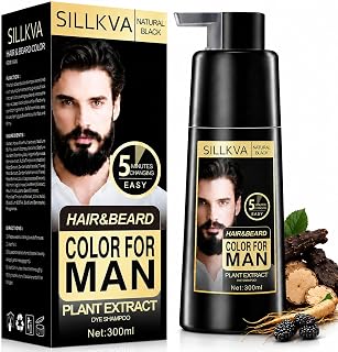 Black Men's Beard & Mustache Dye Shampoo,3-in-1 Gray Hair Coverage | 5 Minute Gentle formula Beard Dye Color Shampoo ,No-Mix Formula,10.1 Fl Oz
