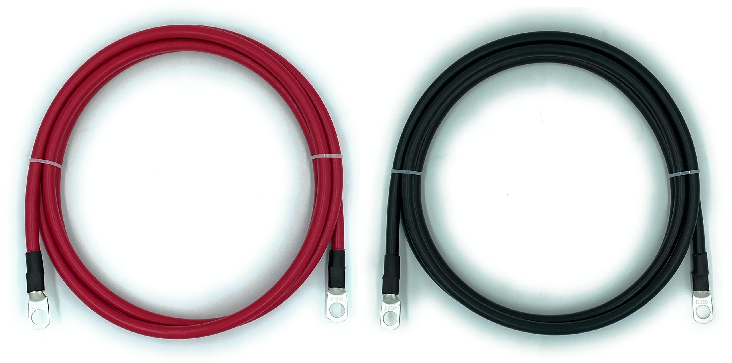 4 Gauge Marine Grade Batteriekabel, USCG und ABYC genehmigt, 0,3–4,6 m Länge, robuste, verzinnte Ösen, vollständig montiert und hergestellt in den USA (0,3 m, rot/schwarzes Set, 0,9 cm Ösen)
