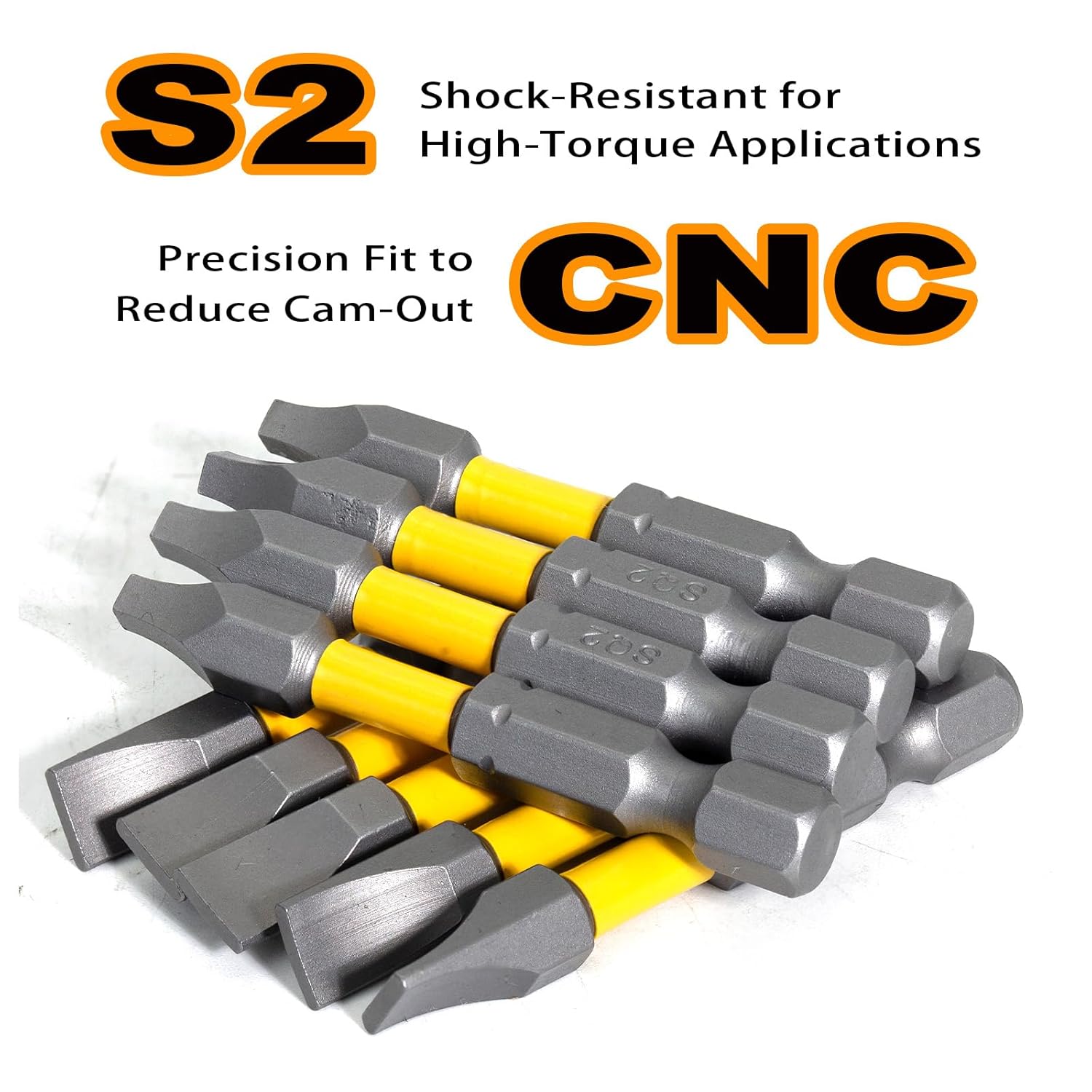 2 Inch Square Bit #2, Square Impact Driver SQ2 Bits Robertson Head Bit Set, S2 Steel CNC Magnetic Anti-Slip Torsion Zone for Professional Woodworkers, Pocket Hole Screws Construction | 10 Pack