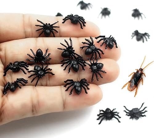 BEINME Arañas de plástico, arañas de colores, suministros decorativos de Halloween, juguetes de araña, modelo de araña, araña de simulación (negro y