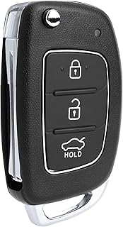 Car Key Fob Shell Compatible with Hyundai i10 i20 i30 i40 ix35 Elantra Tucson Santa Fe – Replacement Remote Key Housing Flip Blade 3-Button Case