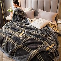 Vista 2 de Manta de Visón Coreana de Invierno de Felpa Suave, Manta de Forro Polar Raschel de Franela para Sofá y Sillón 60x80 Pulgadas Otoñal Suave y Cálida