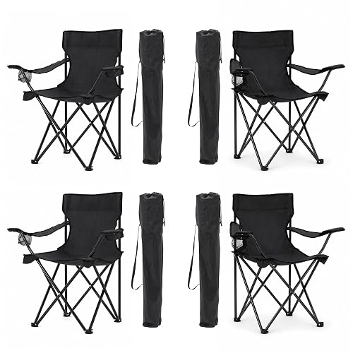 4-Pack Folding Camping Chairs for Adults, Lightweight & Portable with