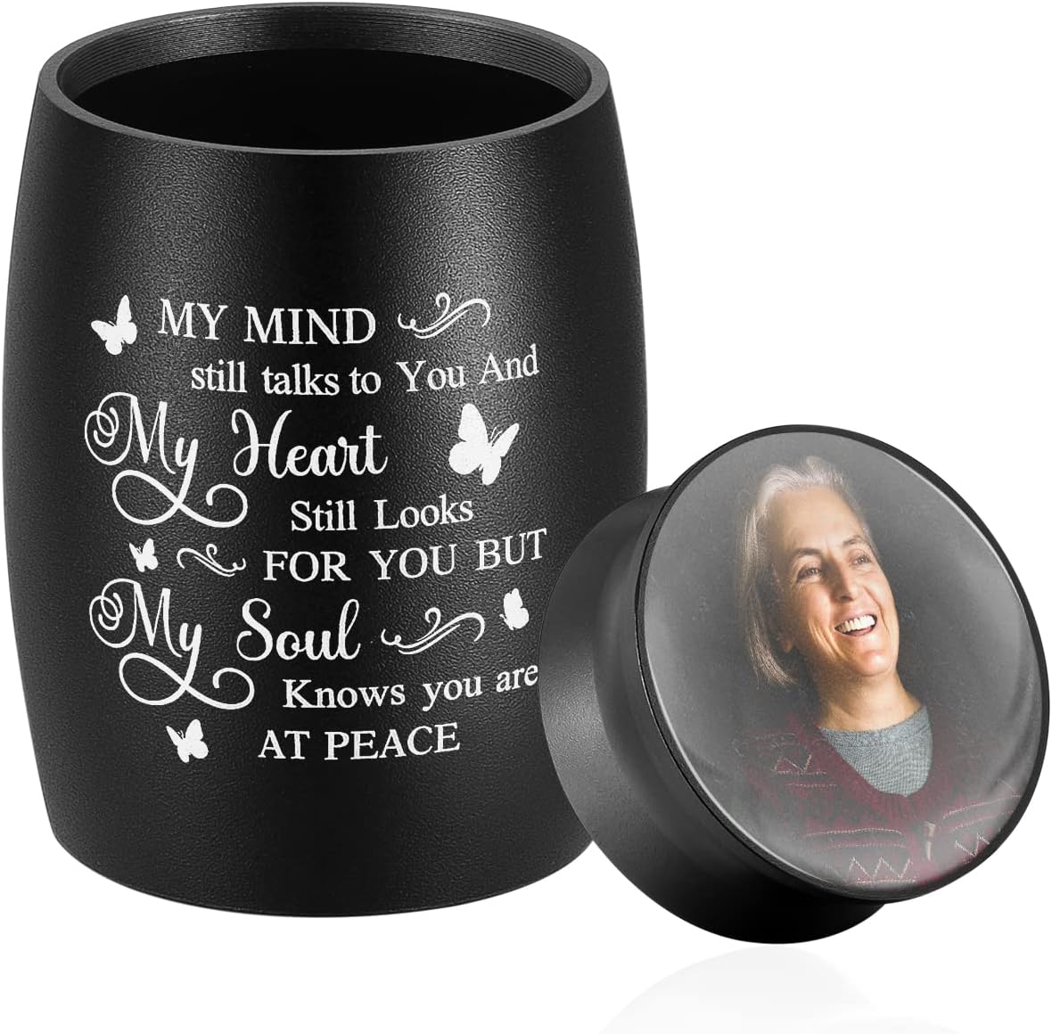 Photo Personalized Small Urns for Human Ashes, 2.76 Inch Aluminum Keepsake Urns for Human Ashes Customize Mini Urns for Human Ashes