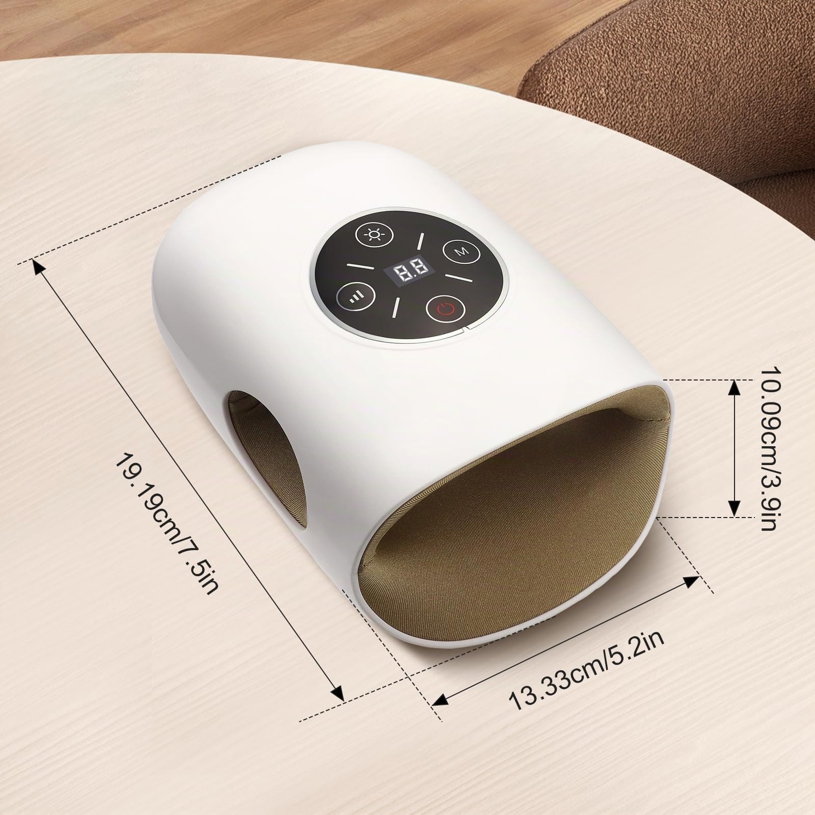 Appareil de massage manuel électrique avec 3 modes et fonction de chaleur à 2 niveaux, massage à air comprimé à 5 niveaux, écran tactile, portable pour les mains