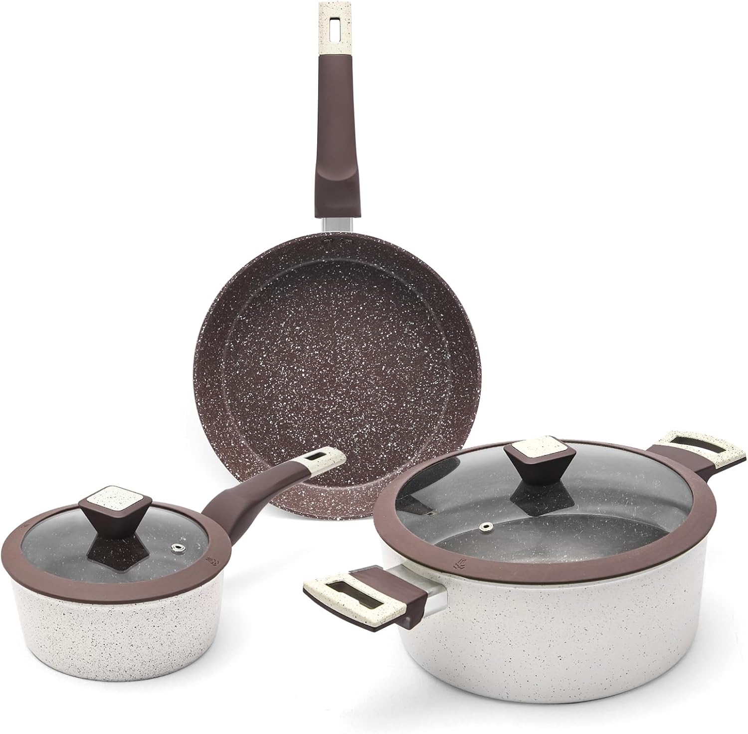 Boryenty Pots and Pans Set Non Stick, 5Pcs Ceramic Cookware Set, Healthy Non-toxic Induction Cookware with Stay-Cool Handle, Basic Kitchen Utensils Set PFAS-Free, Oven Safe