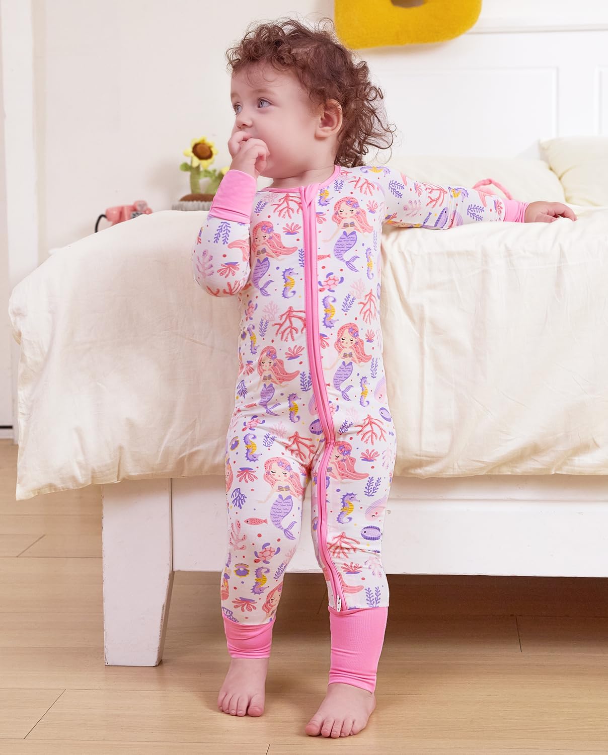 Viscose Derived from Bamboo Baby Footie Pajamas Convertible Newborn Sleeper for Baby Girl Zipper Onesie 0-24M - Image 3