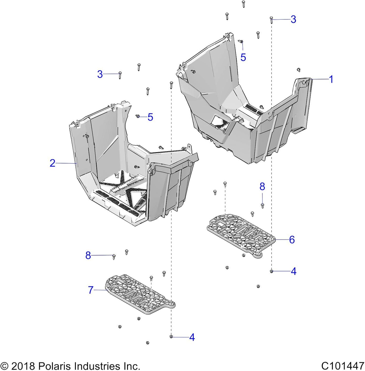 Polaris ATV Footpad Support, Right, Genuine OEM Part 5453787, Qty 1