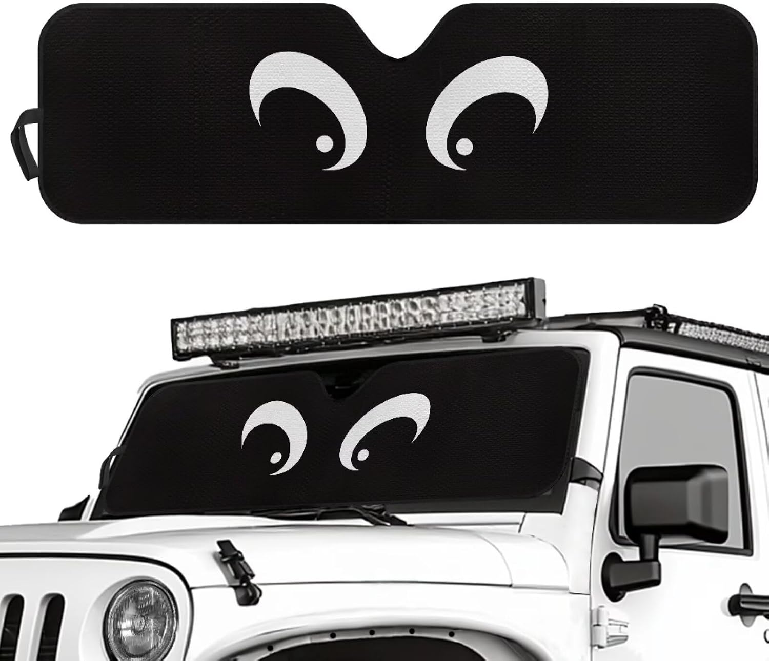 Black Eyes Windshield Sunshade for Wrangler TJ JK Windshield Sunshade Visor Mat for Jeep Wrangler TJ JK JKU 1996-2018 Sun Shade Screen Accessories